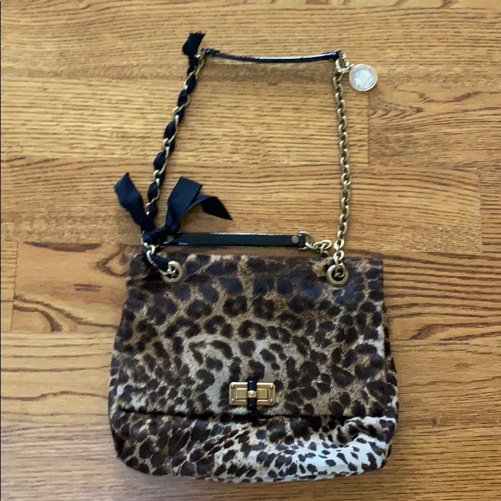 Lanvin Paris leopard calf hair handbag